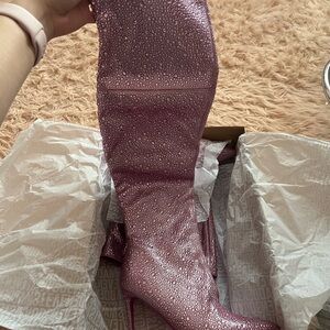 Steve Madden Thigh High Pink Rhinestone Boots